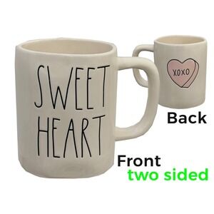 Rae Dunn Sweet Hearts Coffee Mug 16 oz Love Inspired XOXO White Two Sided